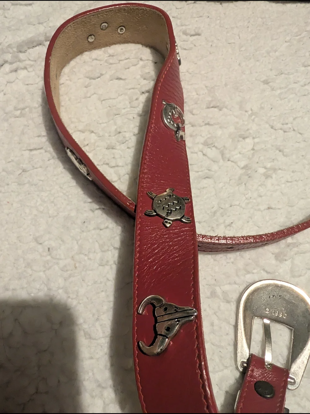 Silver Crek Red Leather Western Belt with Silver-Tone Conchos